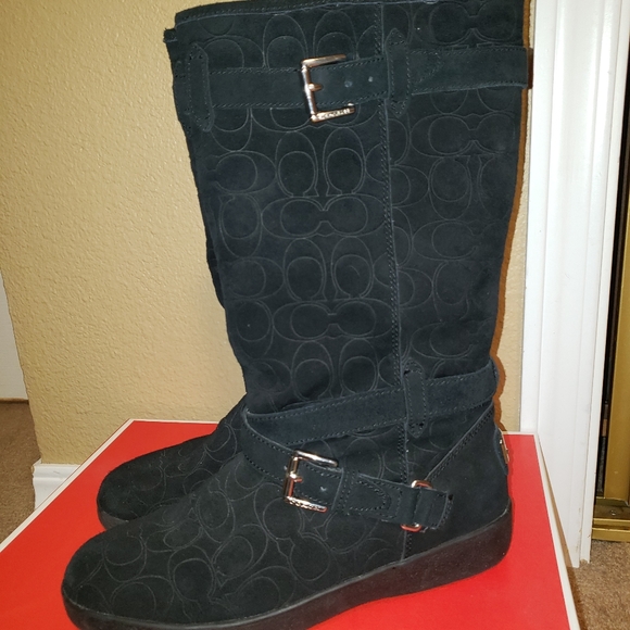 Coach Black Suede Boots Thelma Embs